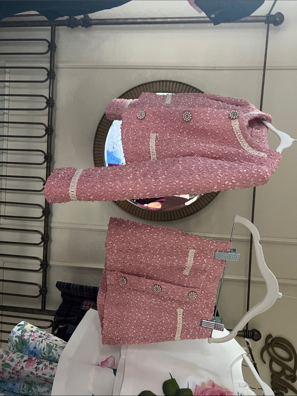 Vogue Pink Tweed Kids Matching Set Jacket and Skirt